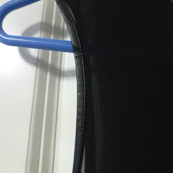 H&M black ruched sleeveless mini dress with faux leather trim - Picture 6 of 15